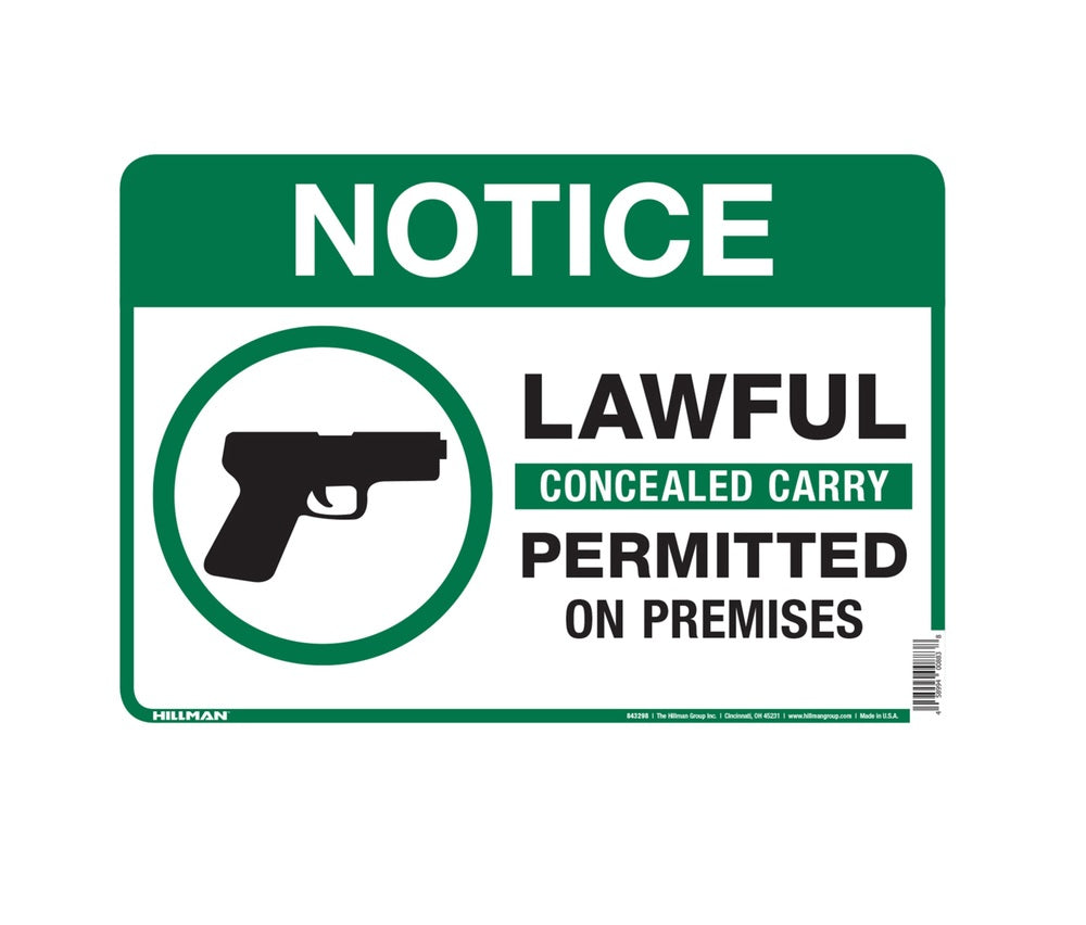 Hillman 843298 English Informational Sign, 10" x 14", White