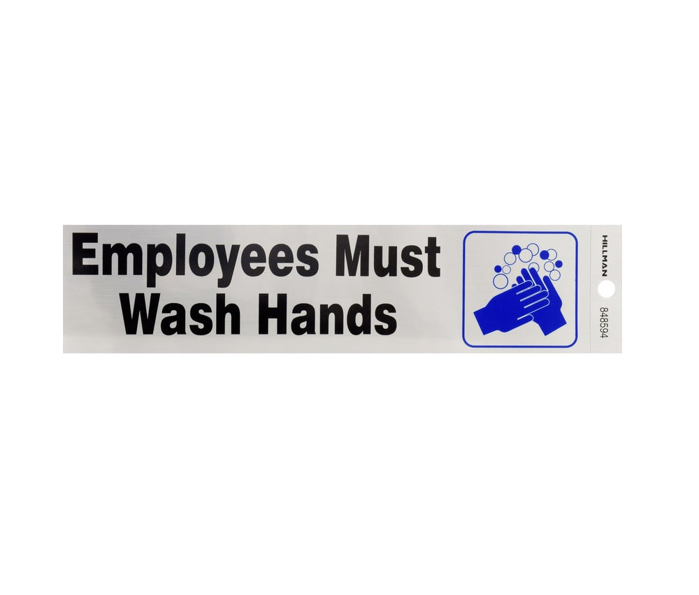 Hillman 848594 English Health Safety Decal, 2" x 8", Silver