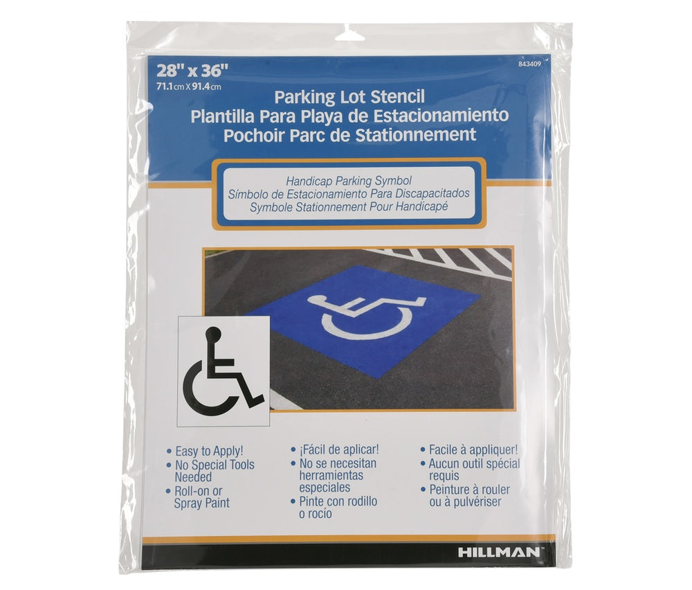 Hillman 843409 English Handicap Parking Lot Stencil, 28" x 36", White