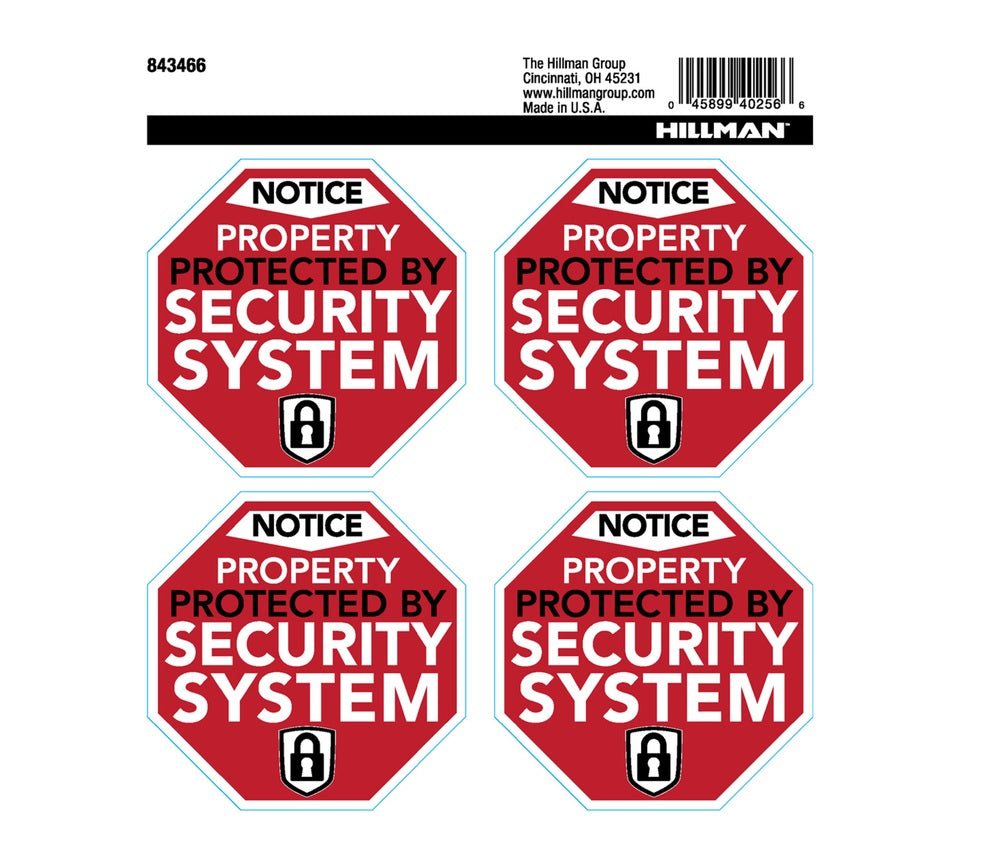 Hillman 843466 English Security Decal, 6" x 6", White