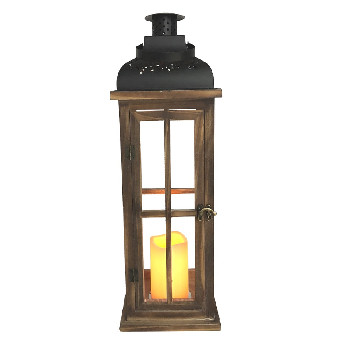 Meadowcreek ZAC84G2761M Decorative LED Lantern, Black/Brown