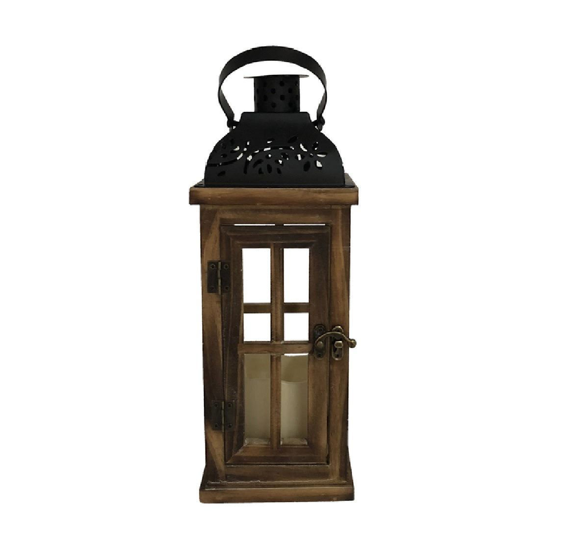 Meadowcreek ZAC84G2761S Decorative LED Lantern, Black/Brown