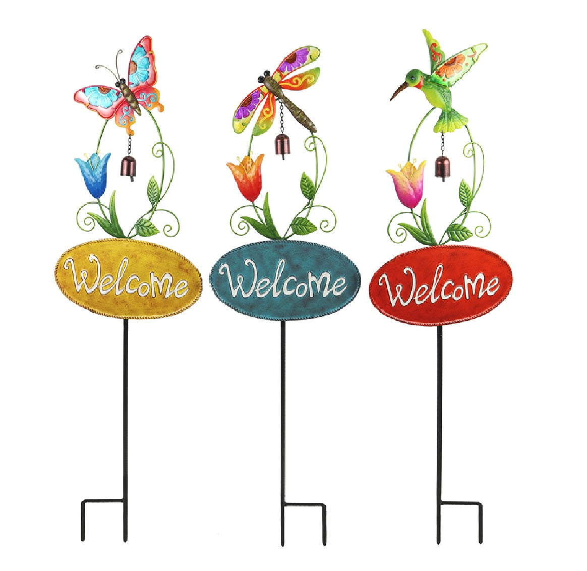 Meadowcreek ZAC47M2159 Welcome with Bell Outdoor Garden Stake
