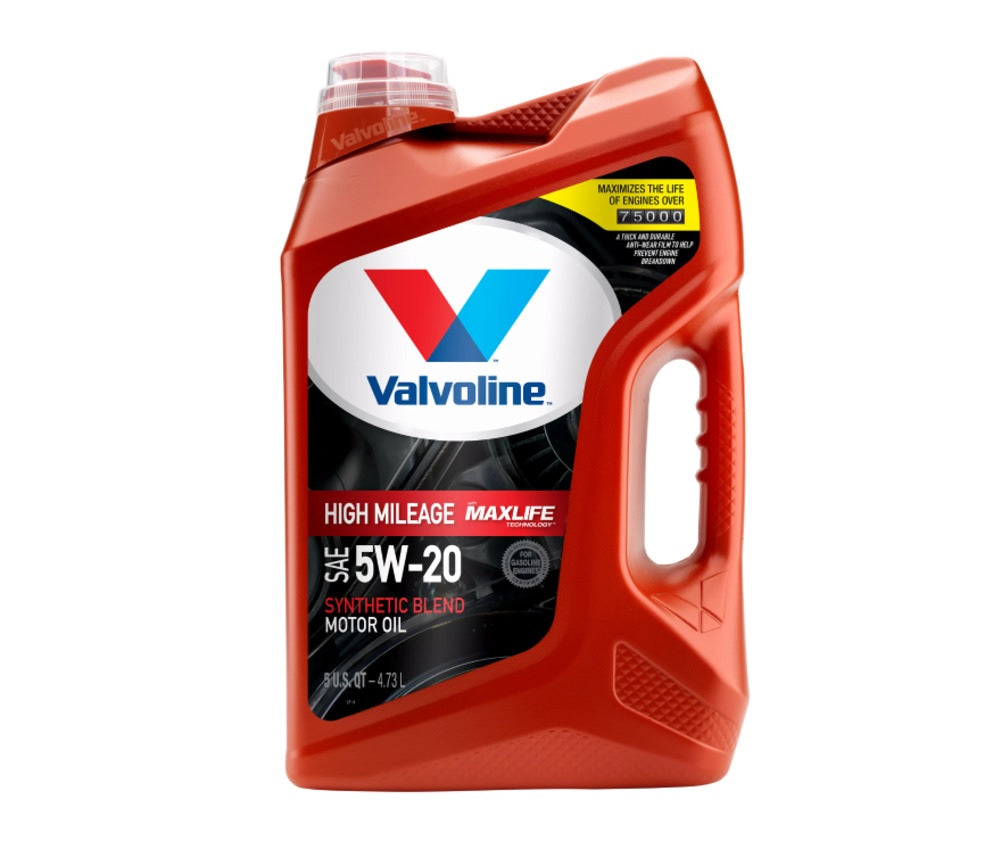 Valvoline 881162 5W-20 High Mileage Synthetic Blend Motor Oil, 5 Quart