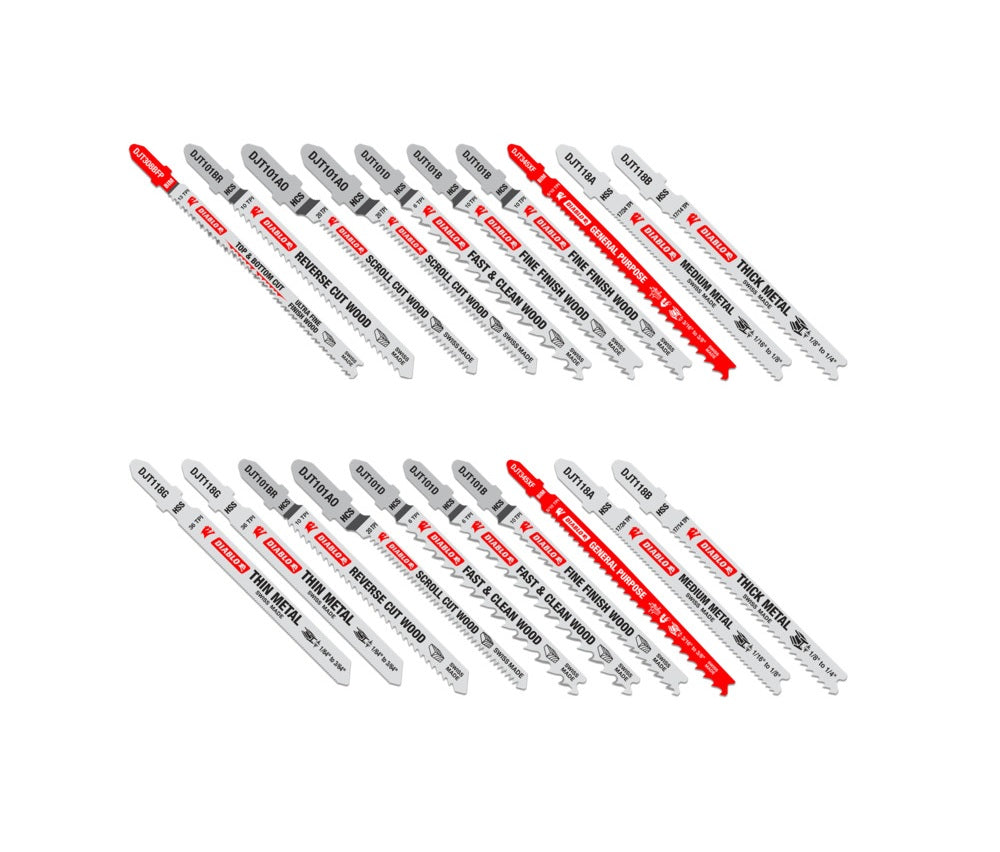 Diablo DJT20S T-shank Jig Saw Blade Set, 20 Piece