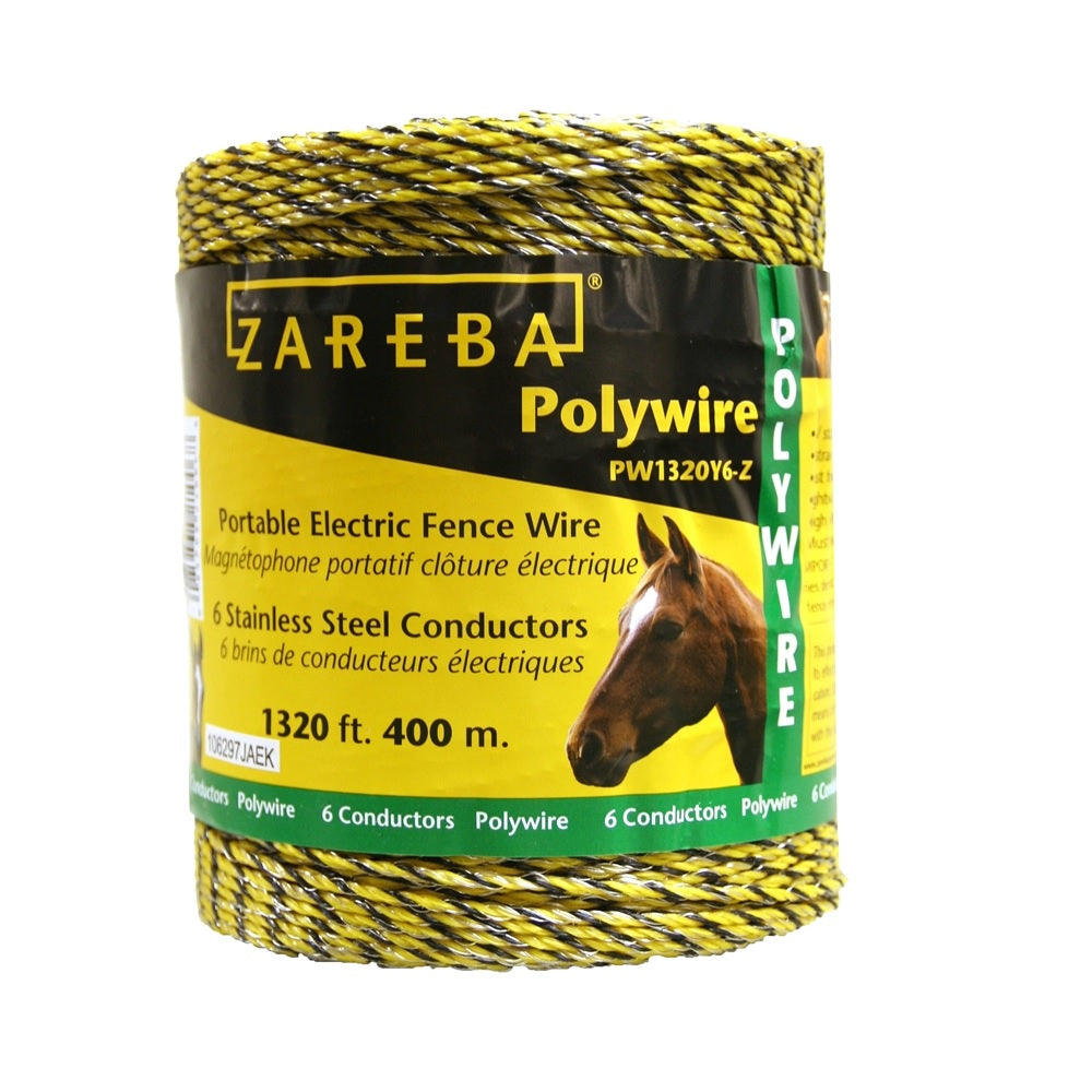 Zareba PW1320Y9-Z/FS Fence Poly Wire, Yellow, 400 M