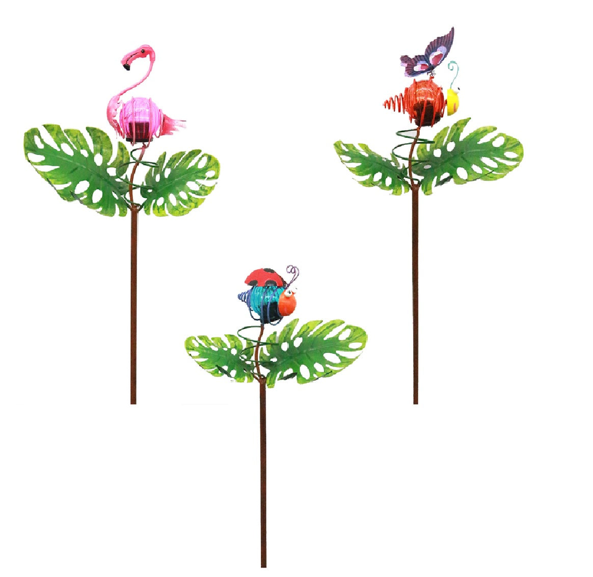 Luminous Garden ZAC2SP6473 Leaf with Critter Solar Garden Stake