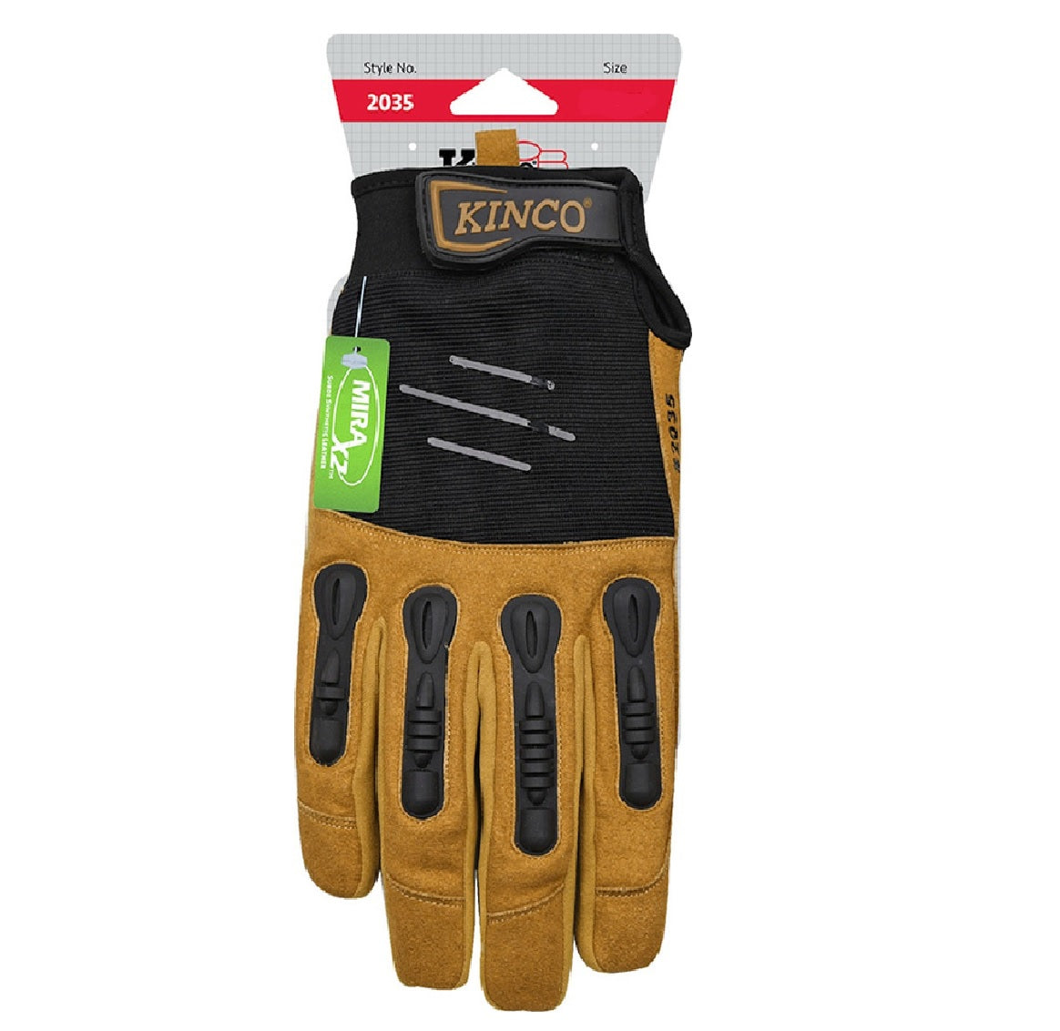 Kinco 2035-XL Foreman Men's Padded Gloves, Black/Tan