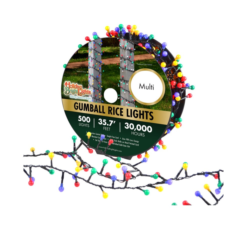 Holiday bright lights LED-GMBR500-GMU Gumball Rice Light Set, 500 Light