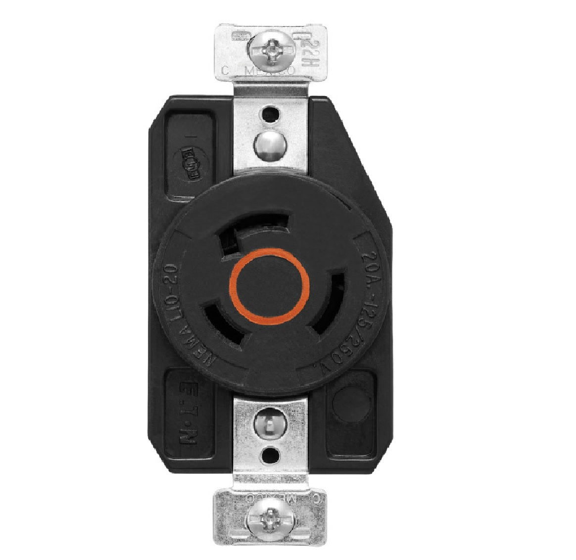 Arrow Hart AHCL1020R Locking Single Receptacle, Black/Orange