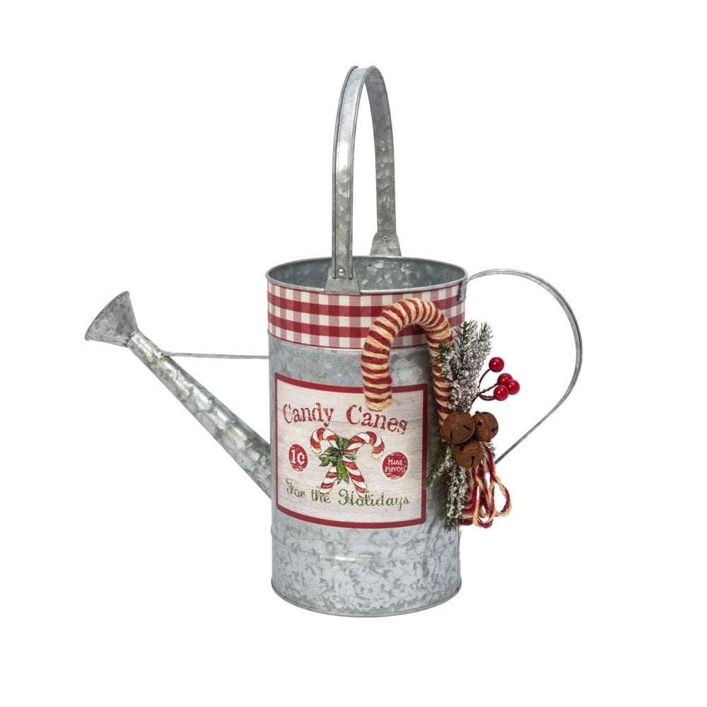 Gerson 2536670 Candy Cane Watering Can, 11.8"