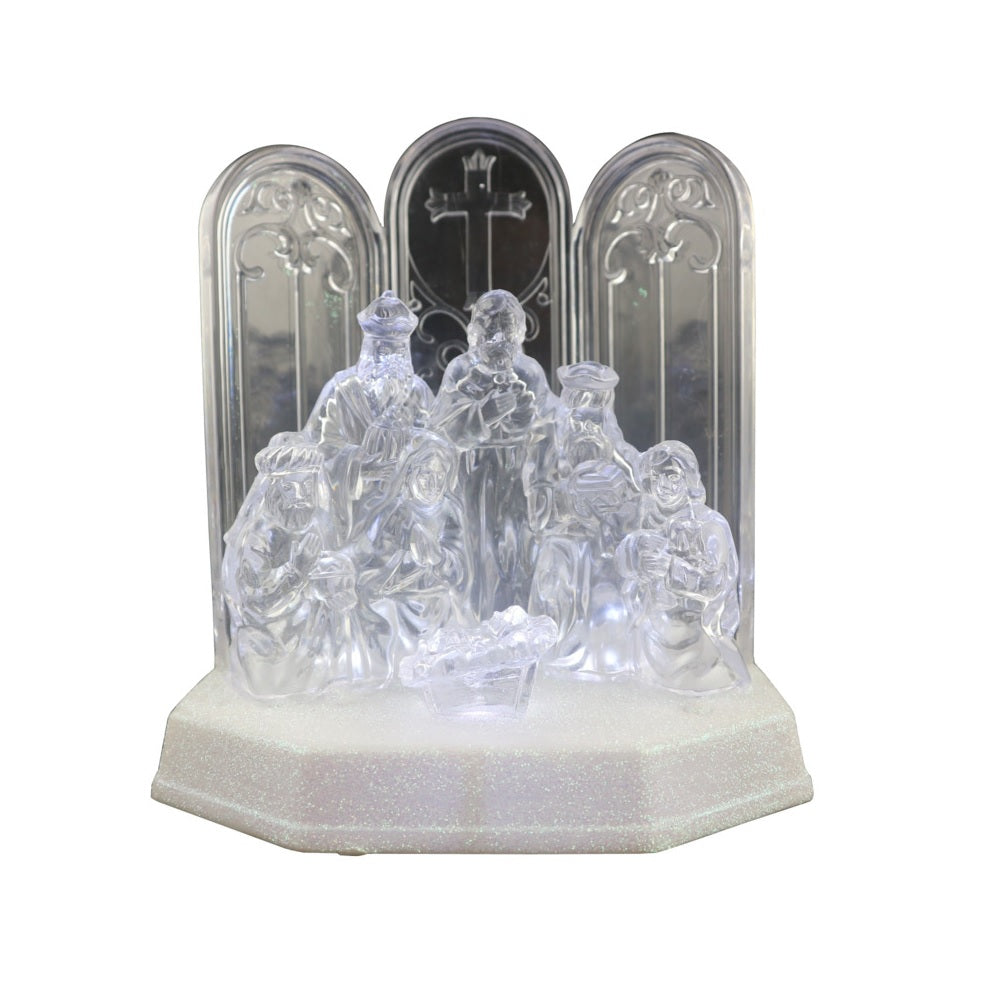 Santas Forest 22507 Acrylic Nativity With Music, 7", White