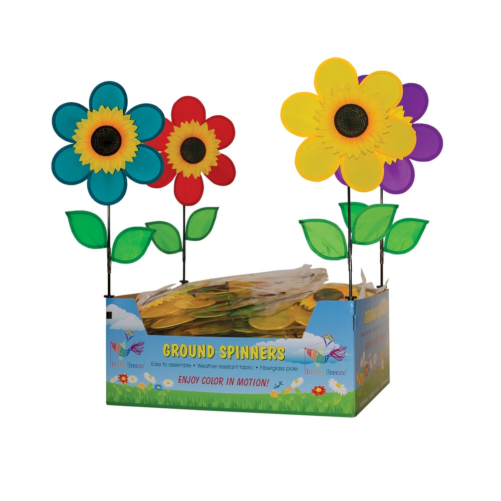 Breeze 2751 Sunflower Garden Stake Spinner, 12", Assorted