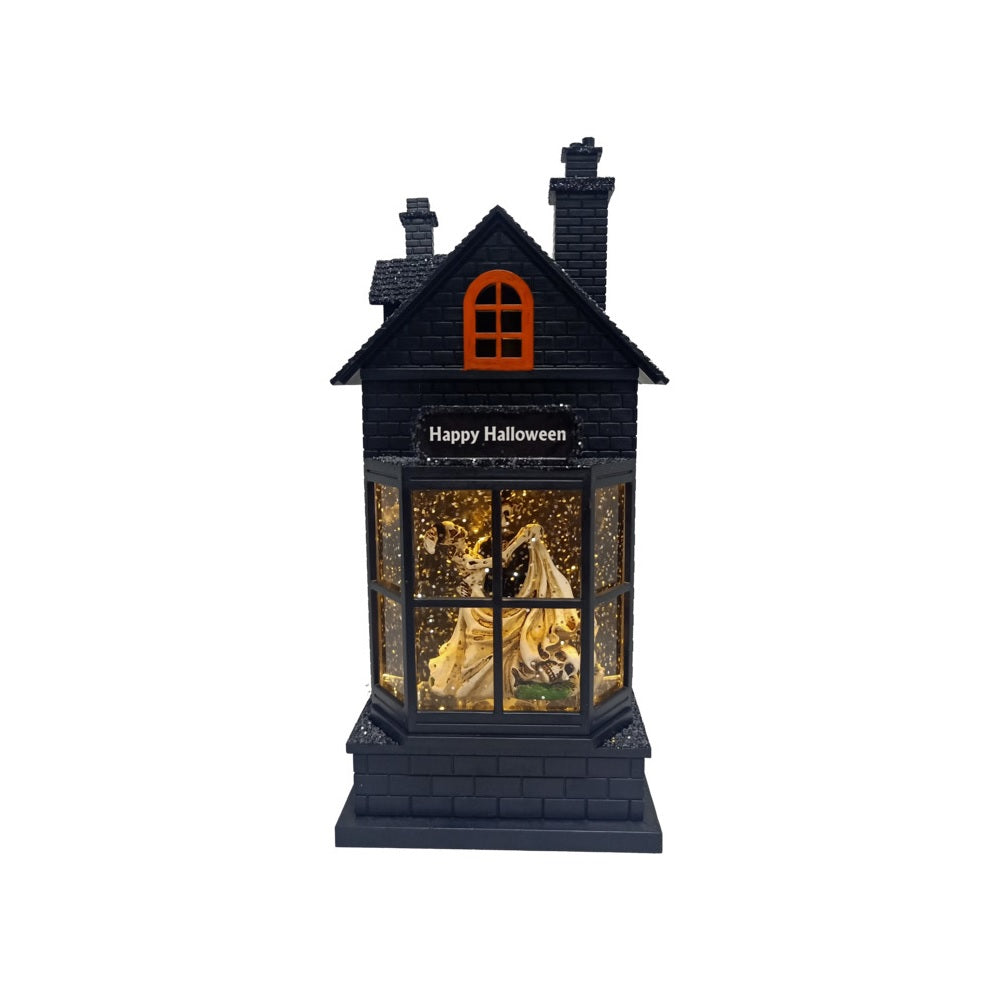 Santas Forest 21501 Halloween House W/Scene, 10.8" x 4.92", Black And Orange