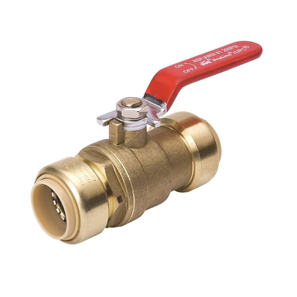 B & K 1107-065 Push On Ball Valve, 1", Brass