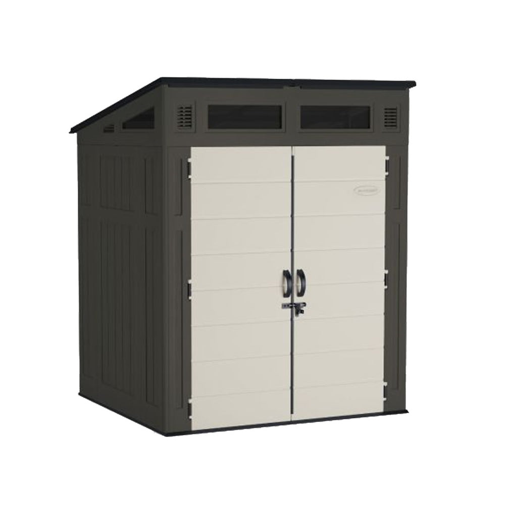 Suncast BMS6582 Modernist Storage Shed, 200 cu-ft Capacity, Black/Peppercorn