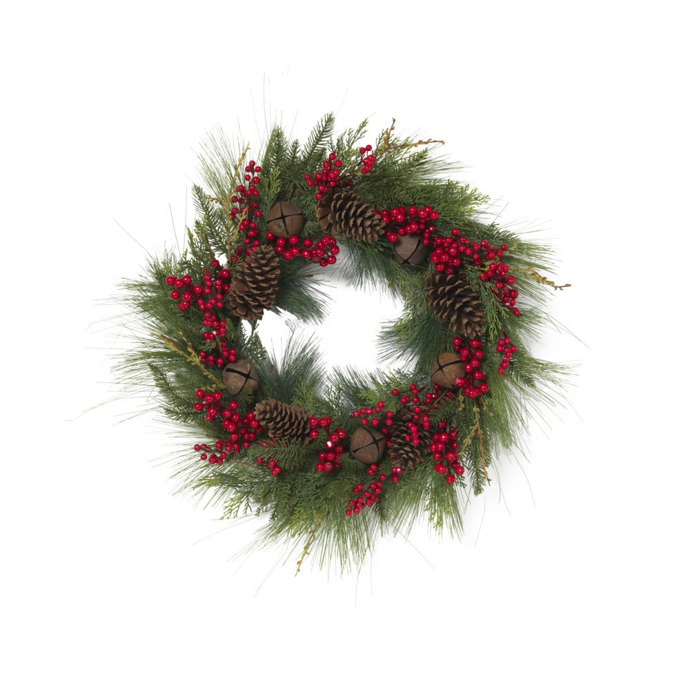 Gerson 2538840 Pine and Berry Holiday Wreath, 24"
