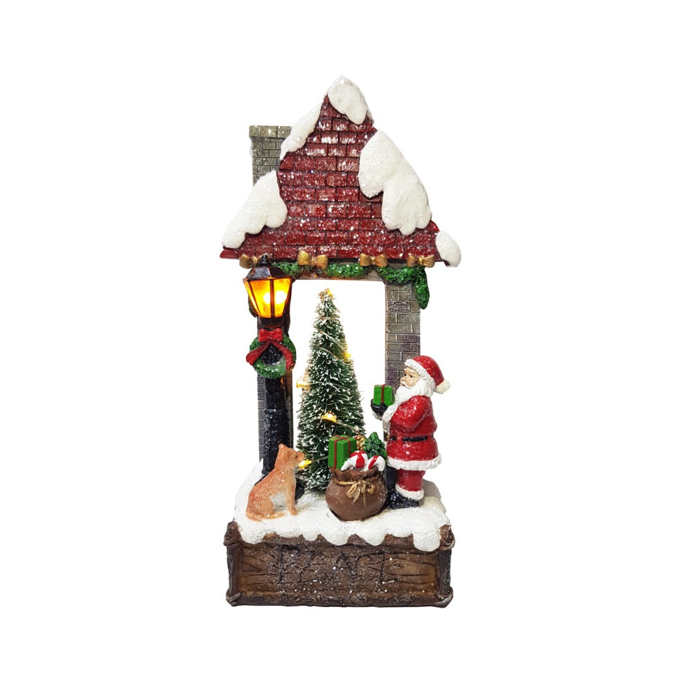 Santas Forest 36517 LED Resin Santa Doorway, 9.06" H, Maroon White