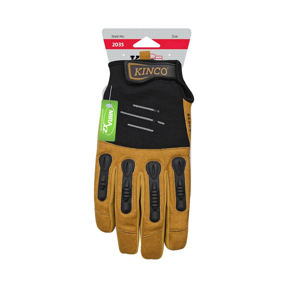 Kinco 2035-L Foreman Men's Padded Gloves, Black/Tan, Large