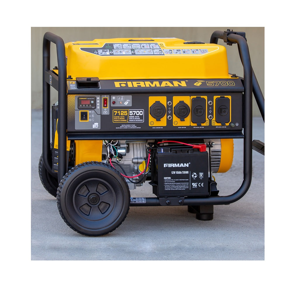 Firman P05703 Gas Portable Generator, 5700 watt, 120/240 vol, Black/Yellow