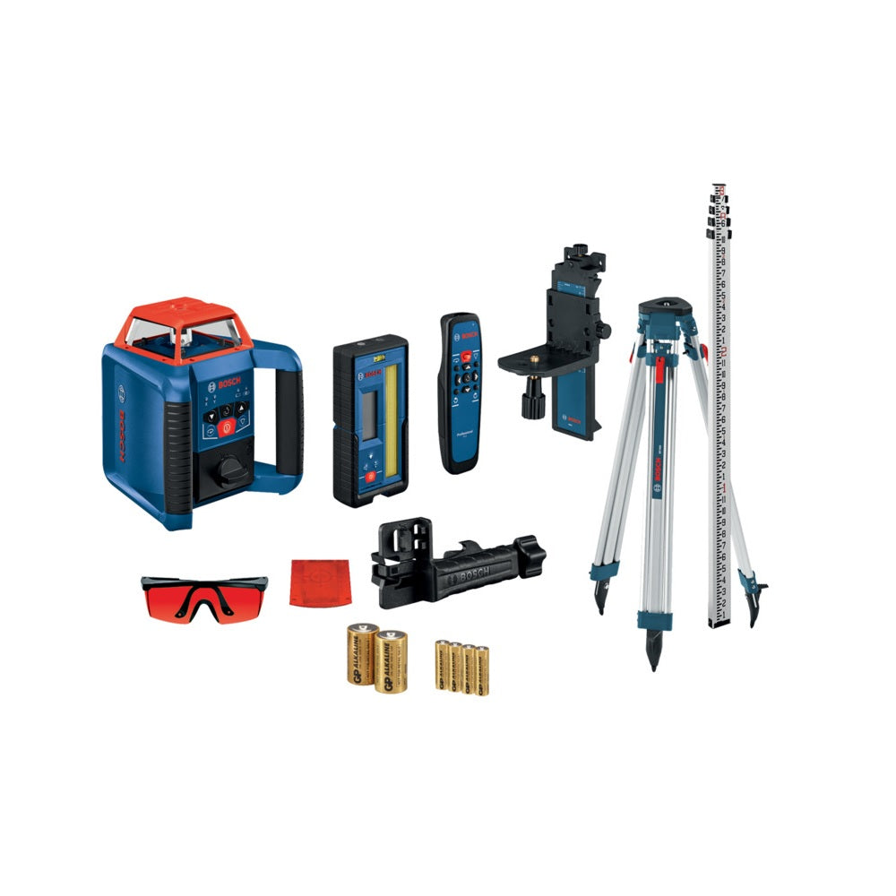 Bosch GRL2000-40HVK Rotary Laser Kit, Up to 2000 ft, Red Laser