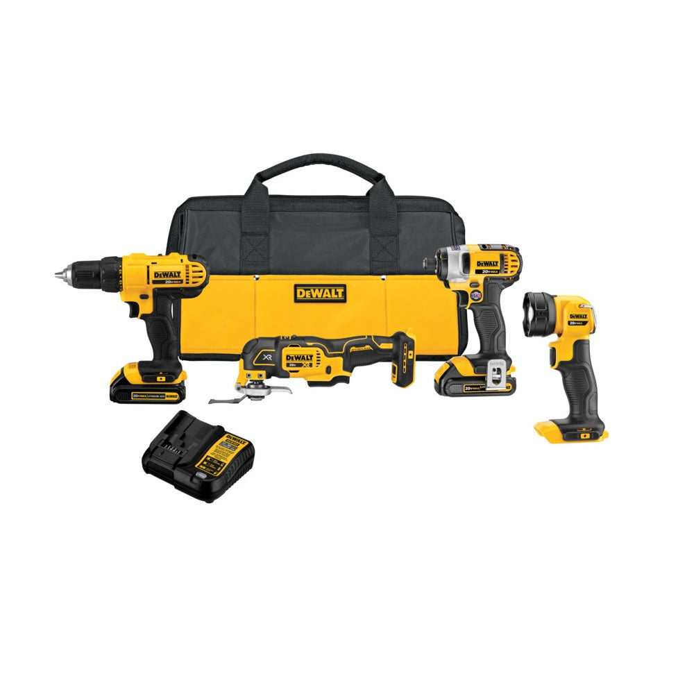 DeWalt DCK444C2 4 -Tool Cordless Combo Kit, Yellow, 20 Volts