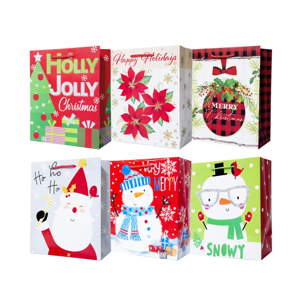 Santas Forest 69507 Bag Vertical With Tissue Large, 10.1/4" x 12.5", Assorted