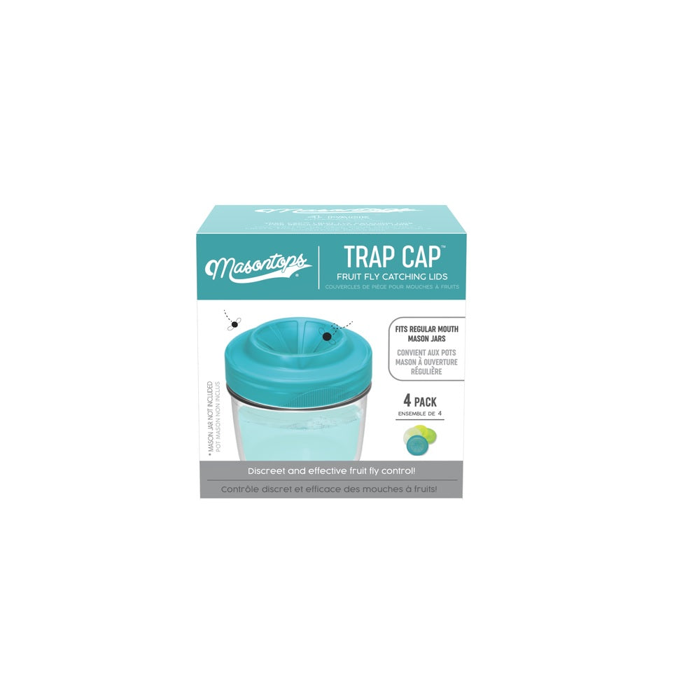 Masontops Trap Cap Regular Mouth Mason Jar Lid, Plastic, 4 pk