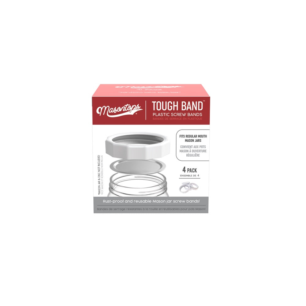 Masontops TB4RWHT Regular Mouth Canning Rings, Plastic, 4 pk