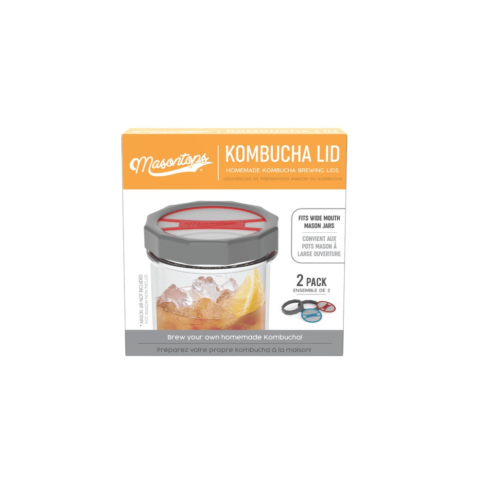 Masontops KLBR2W Kombucha Brewing Lid, 4" x 2", Plastic