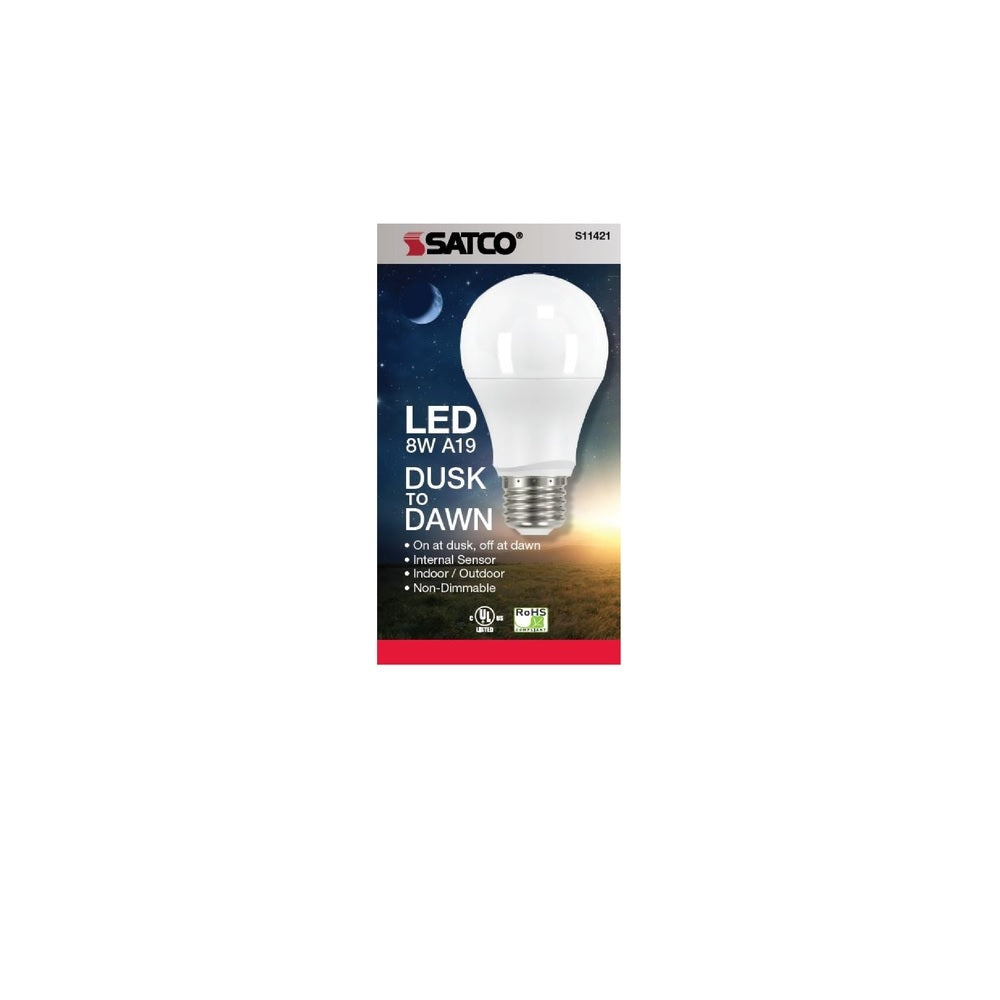 Satco S11421 E26 (Medium) LED Dusk to Dawn Bulb, Warm White, 60 Watt