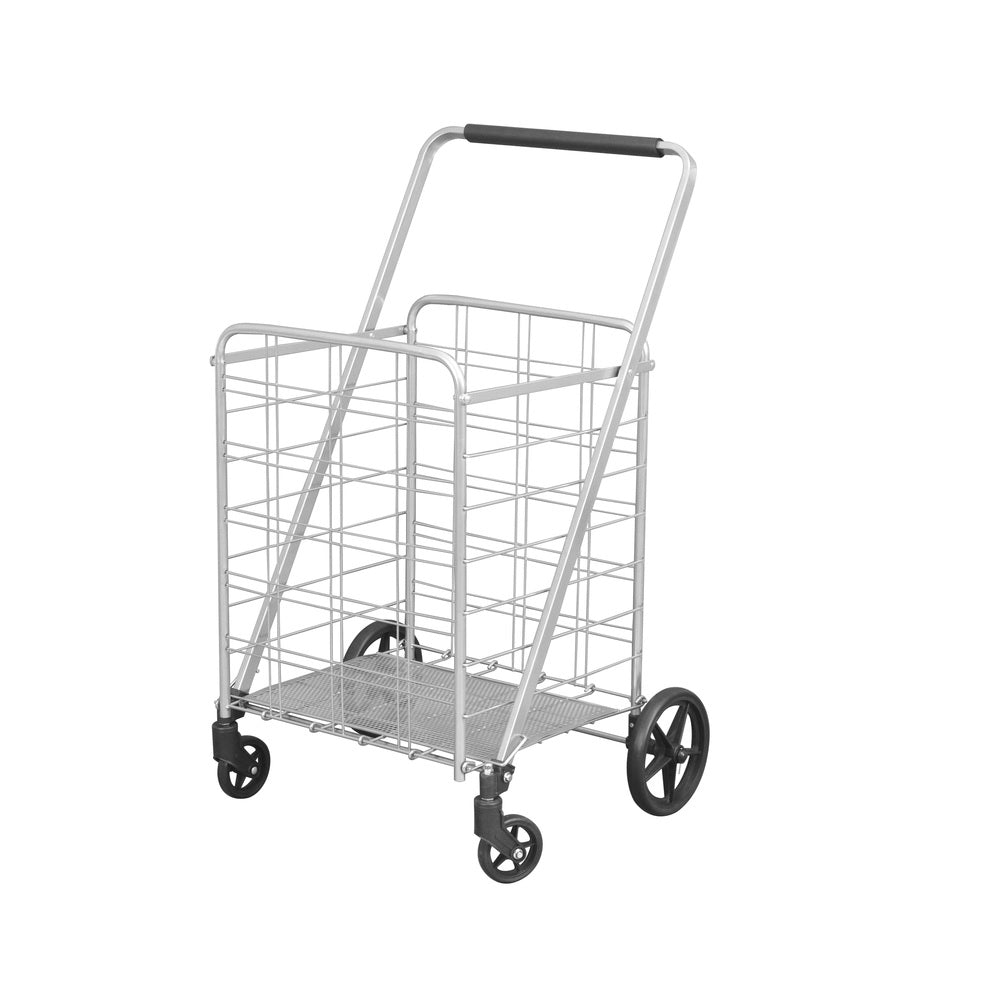 Apex SC9024 Collapsible Shopping Cart, 40.6" x 21.5" x 24.8", Silver