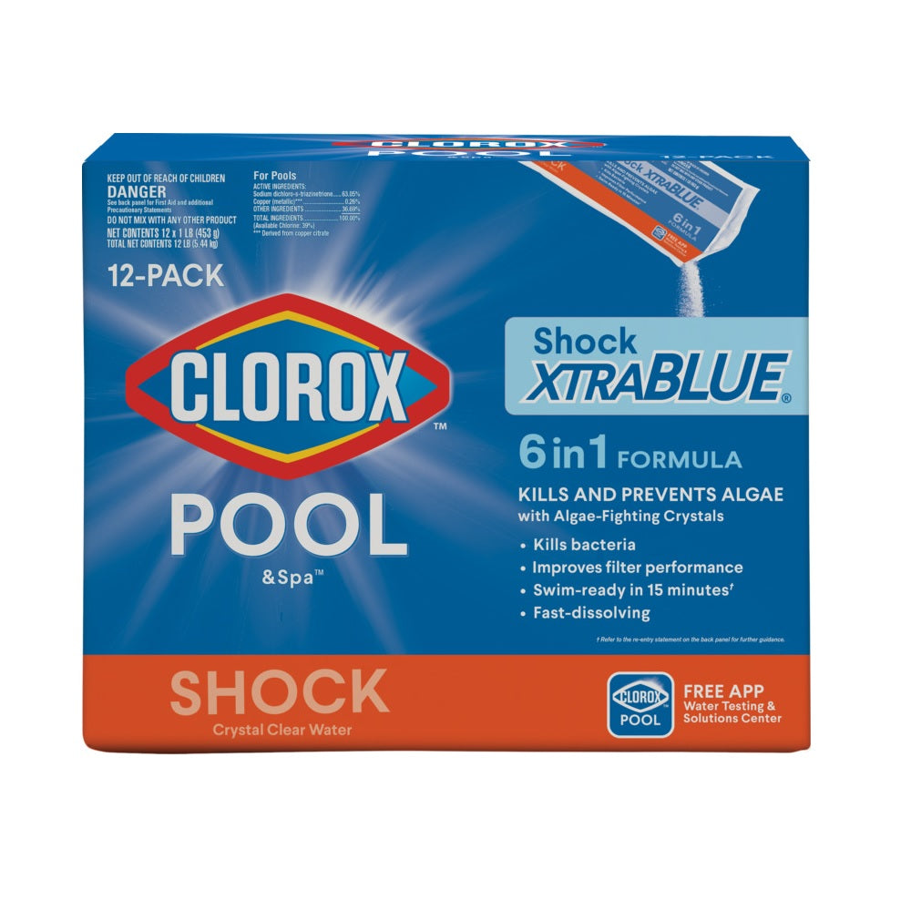 Clorox 36012CLX Chlorine Pool & Spa Shock Xtra Blue, 1 lb