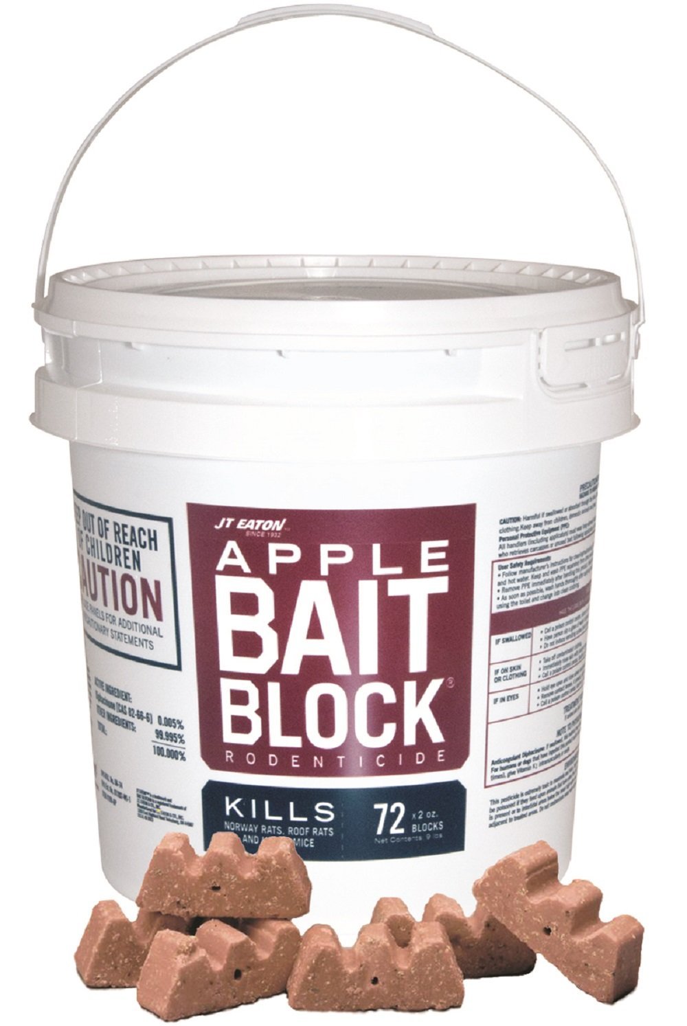 JT Eaton 709AP Apple Flavor Bait Block Rodenticide, For Mice and Rats, 9 Lb