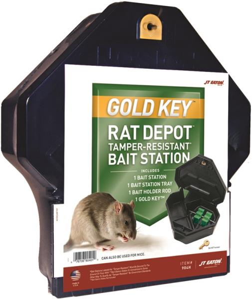 JT Eaton 904H Gold Key Rat Bait Station, Tamper-Resistant