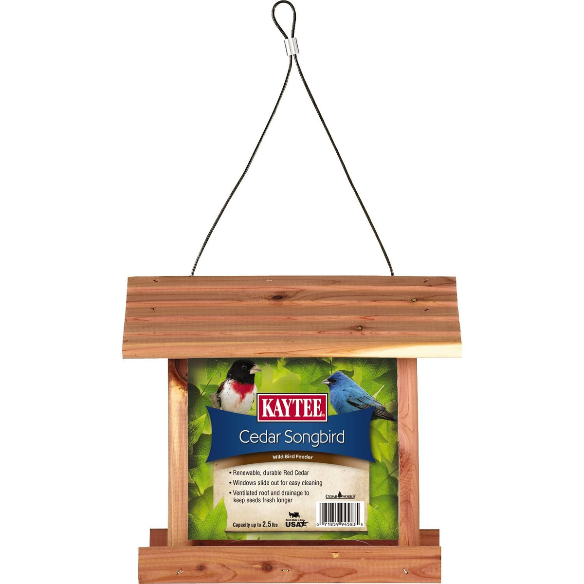 Kaytee 100506073 Cedar Songbird Feeder, 2.5 lb capacity