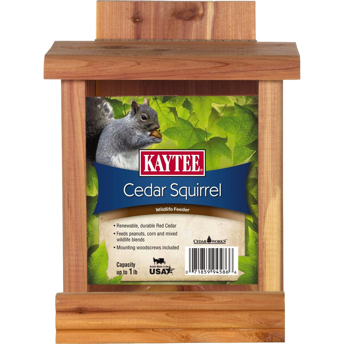 Kaytee 100506079 Cedar Squirrel Feeder, 1 lb Capacity