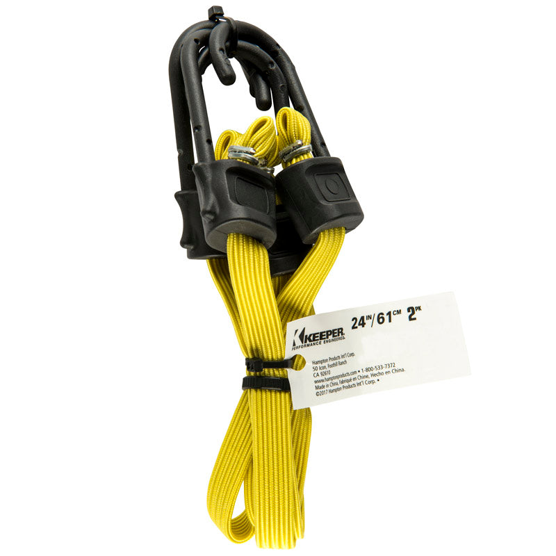 Keeper A06121Z Flat Bungee Cord, Yellow, 24"