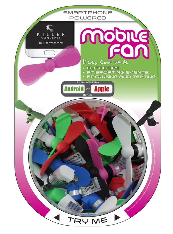 Killer Concepts FAN-MIX-100 Android or Apple Mobile Device Fan, Assorted Color