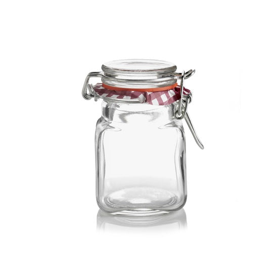 Kilner 0025460 Glass Clip Top Square Spice Jar, 2 Oz