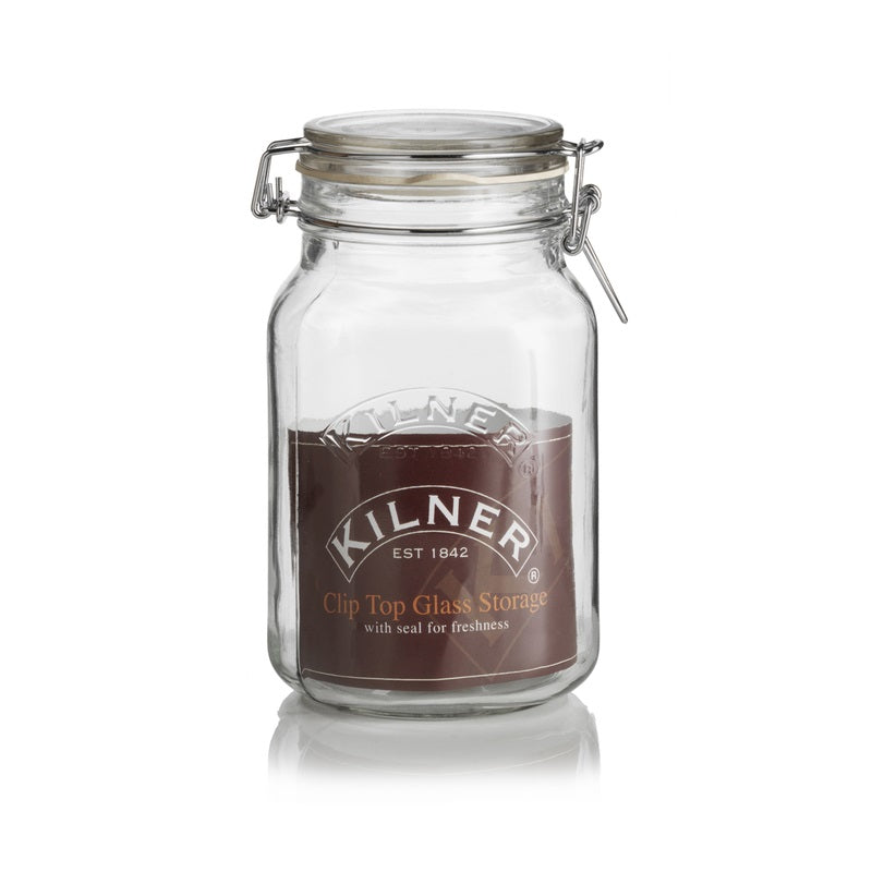 Kilner 0025512 Square Clip Top Storage Jar, 51 Oz