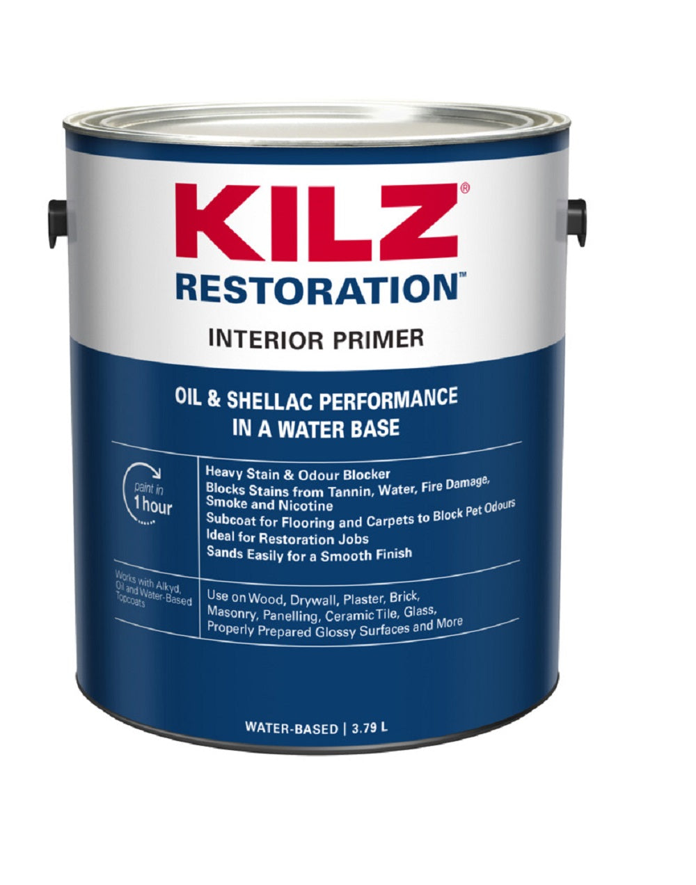 Kilz L200211 Restoration Water-Based Primer, White, 1 Gallon