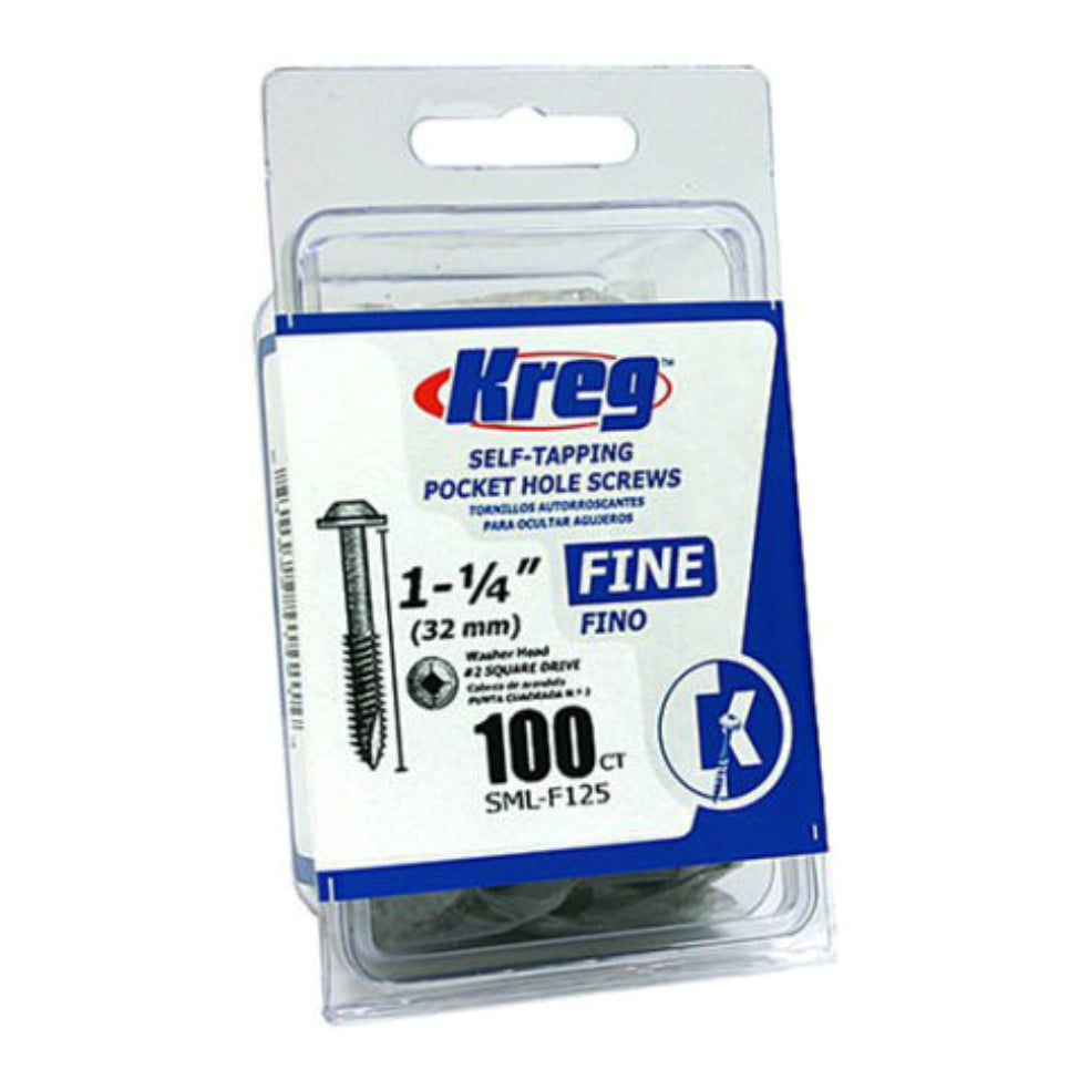 Kreg SML-F125 - 100 Fine Pocket-Hole Screw, #7 x 1-1/4", 100Ct