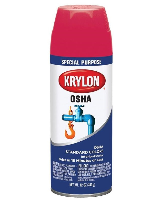 Krylon K02116777 Special Purpose OSHA Color Spray Paint, Safety Red, 12 Oz