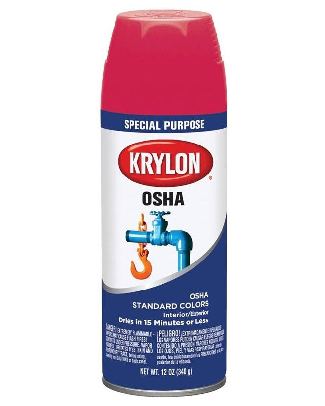 Krylon K02116777 Special Purpose OSHA Color Spray Paint, Safety Red, 12 Oz