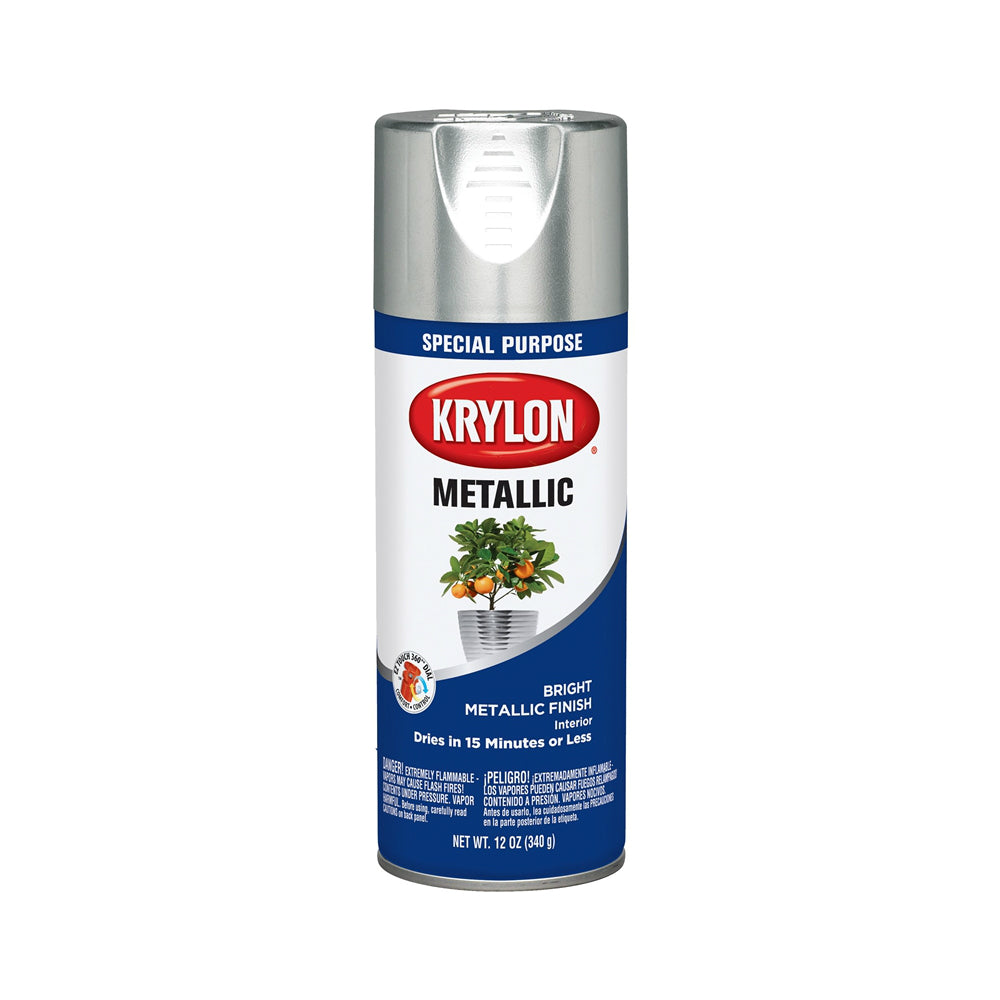 Krylon K01401777 Special Purpose Metallic Spray Paint, Bright Silver, 12 Oz