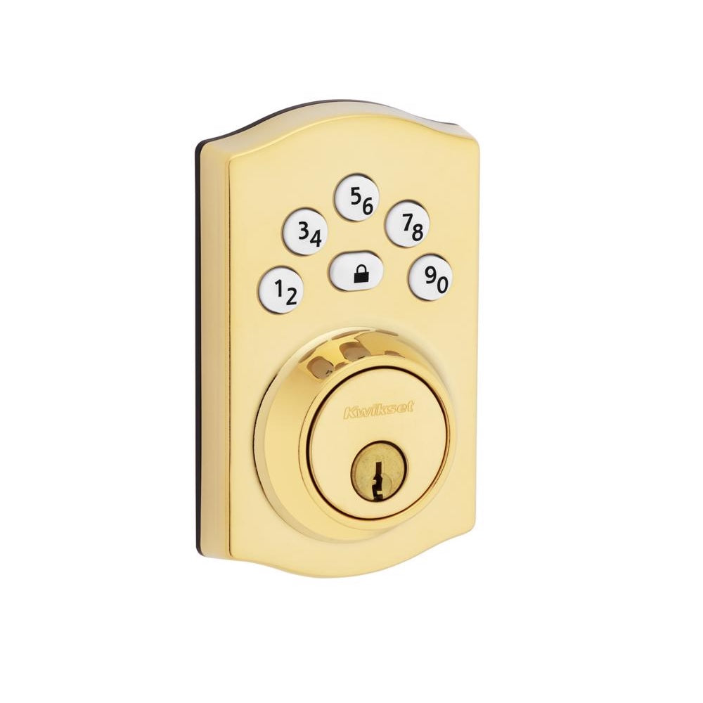Kwikset 240TRLL03RBP4AL Powerbolt Keypad Electronic Lock, Polished Brass