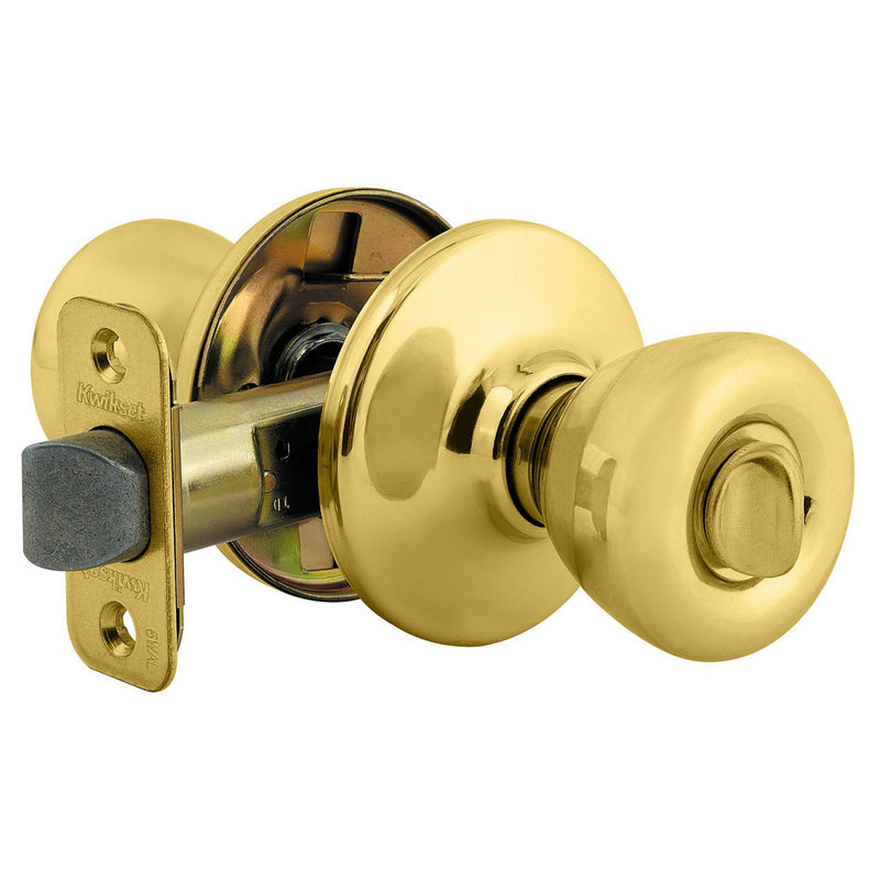 Kwikset 300T-3R Tylo Privacy Door Knob, Polished Brass