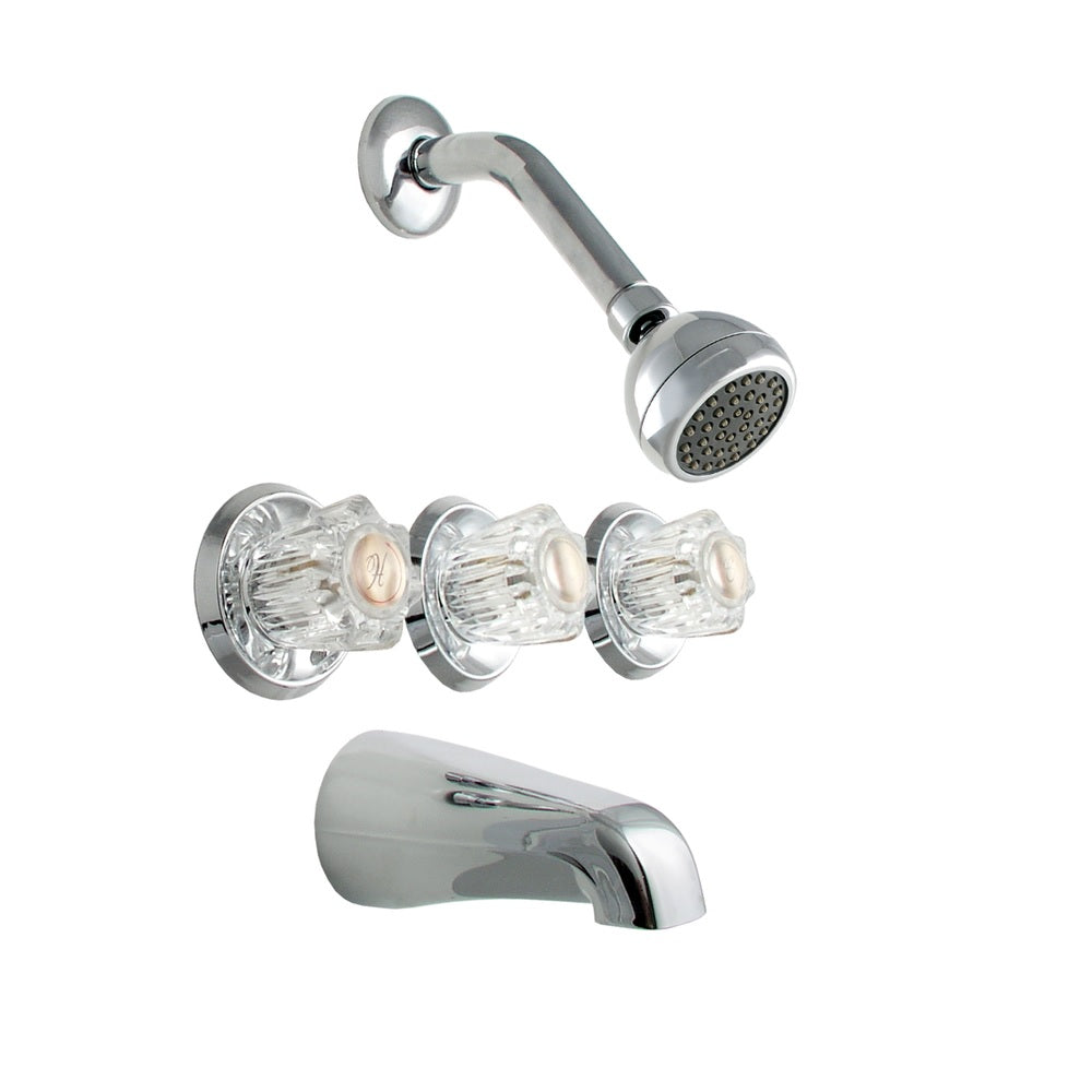 LDR 013 8500CP Three Handle Tub & Shower Set, Chrome Plated