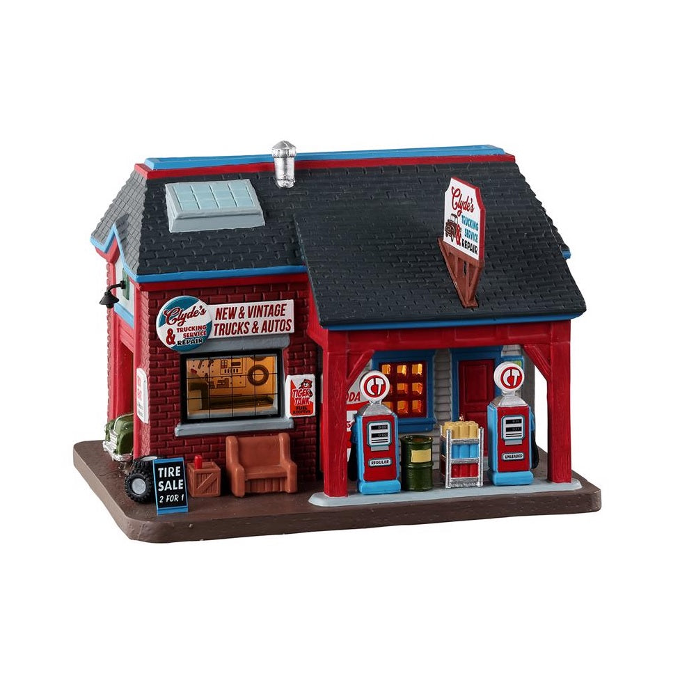Lemax 35054 LED Clyde's Trucking Service Christmas Village, Multicolored